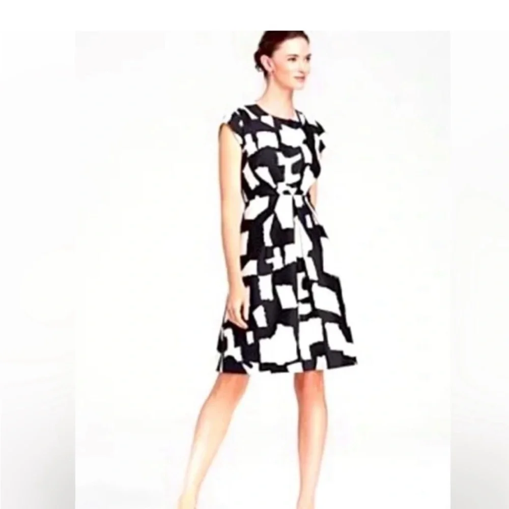 Kate Spade “Jane” Black and Cream Midi Dress